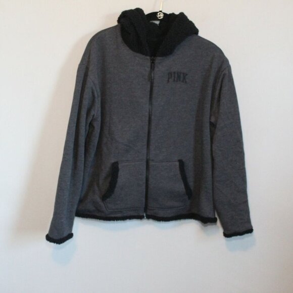 ✨2/$20 PINK Victoria's Secret 2in1 Reversible Sherpa Zip Jacket Small H12156 - Picture 10 of 11